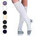 Cotton Compression Socks for Women & Men - Comfortable & Breathable Support Stockings for Nurses, Travel, Pregnancy, Flight, Recovery - Boost Circulation to Fight Edema, Shin Splint & Pain (White,M)