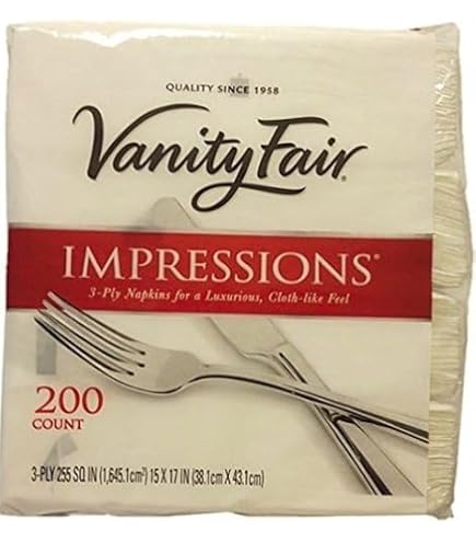 Vanity Fair Impressions 3-lagige Servietten – 2 Packungen à 60 Stück, 38x43 Cm, Luxuriöse Papierservietten