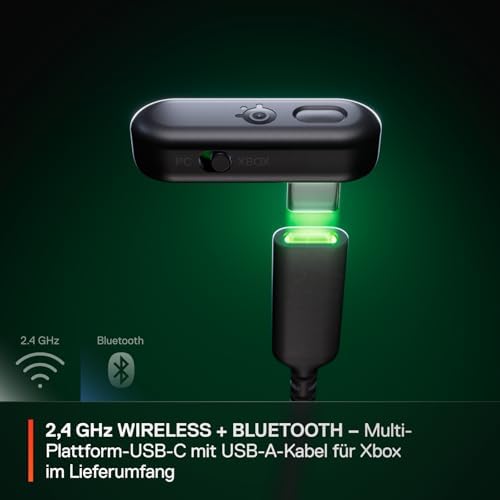 Arctis GameBuds für Xbox – Wireless In Ear Gaming Kopfhörer – 2,4GHz + BT 5.3 – ANC/Transparenzmodus –Wasserbeständig IP55 – 40H Batterie – Drahtloses Laden –Xbox, PS5, PC, Switch 2, Mobil