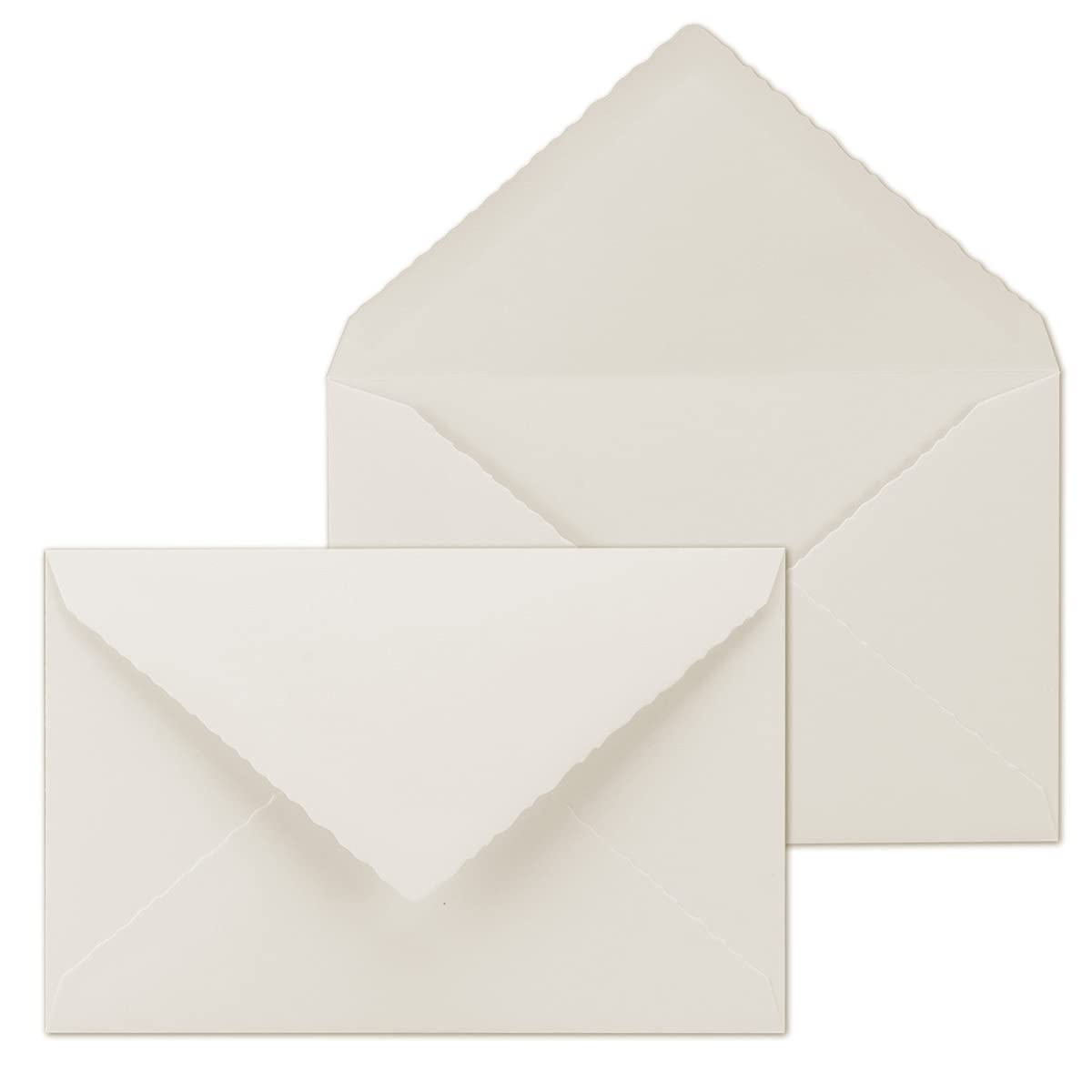 B6 DIN Envelopes with Scalloped Edge – 116 x 180 mm – 110 g/m² Matte White/Nassklebung/Quality Brand: Gustav Neuser/Bulk Discounts 100 Umschläge white