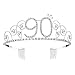 BABEYOND Crystal Birthday Tiara Crown Princess Birthday Crown Hair Accessories Happy 90th Birthday Crown Tiara for Women (90 Birth)