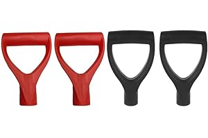 Replacement Shovel Handle with Ergonomic D Shaped Grip Plastic Construction for Snow and Garden Tools (Black-2pcs)