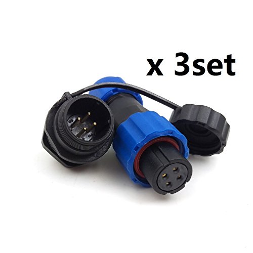 Buy SD13 4pin Waterproof Power Cable Connector, IP68 4pin Plug and ...