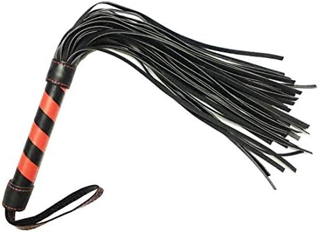 Fuwok Horse Riding Crop Leather Jump Bat Bull Whip Black Red
