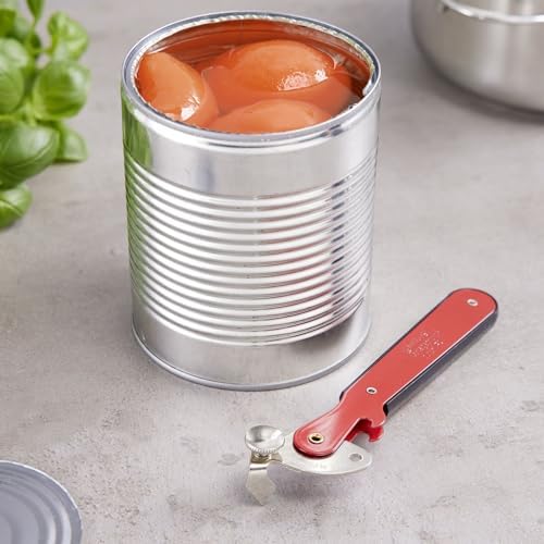 Abrelatas de palanca "Columbus" – abrelatas estrecho con abrebotellas óptimo para abrir latas y botellas – rojo, 1025227R