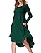 AMZ PLUS Women Plus Size High Low Dress Loose Swing Flare Dress Pleated Round Neck Casual Midi Dresses with Pockets 3/4 Green B 3XL
