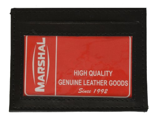 100% Genuine Leather ID Holder Black #270CF