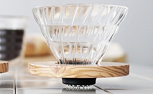Hario V60 Glass Coffee Dripper, Size 01, Olive Wood