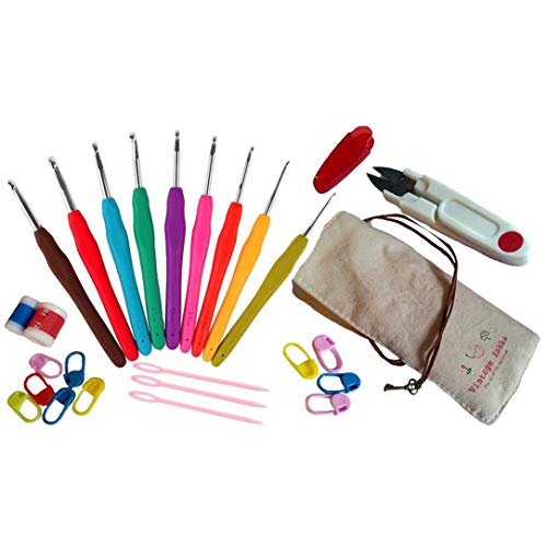 Daily Colorful Soft Handle Aluminum Crochet Hooks Knitting Set Household Tool Popular Easy to Carry and Convenient to Use - Thumbnail 5