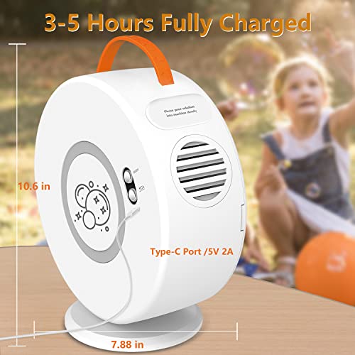 Bubble Machine for Children Automatic Bubble Blower Bubble Machine Portable Rechargeable Battery Operated Bubble Toy Electric Bubble Toy Rotated 90°/360° for Birthday Party (White)