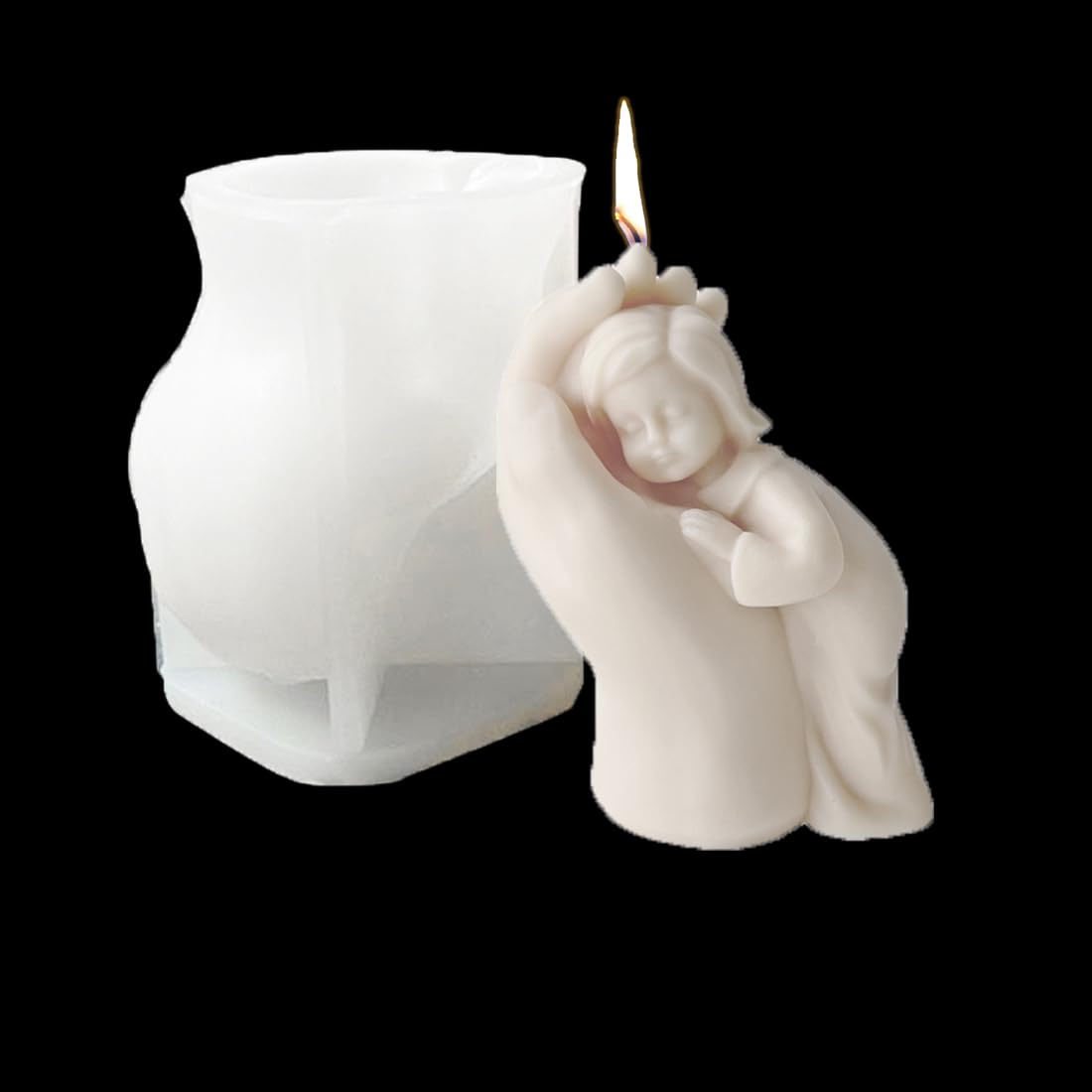 Voyyphixa Mother's Hand Angel Girl Candle Molds Silicone Mold Epoxy Resin Silicone Moulds for Resin Casting Wax Aromatherapy Soap Moulds for Fragrance Candle Soap Chocolate Making (Candle Mould)