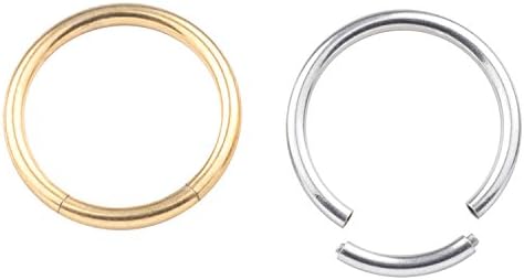 DRM 2pcs 16G Stainless Steel Seamless Septum Clicker Ring Lip Helix Tragus Cartilage Earrings Nose Rings Segment Seamless Nose Hoop Pirecing 8mm
