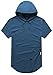 OLRIK Men's Hip Hop Short Sleeve Swag Hooded Longline Tee shirts Lake Blue L