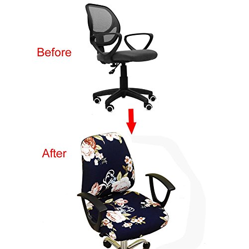 Jannyshop Slipcovers Cloth Chair Pads Removable Office Desk Cover Stretch Cushion Resilient Fabric Flowers