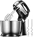 Hand Mixer 2 in 1 Electric mixer 6 Option ( Precise 5 speed control +turbo) 3.7 Quarts Bowl include Beaters and Dough Hooks, Easy Install or Disassemble, Stainless Steel,black,Aicok