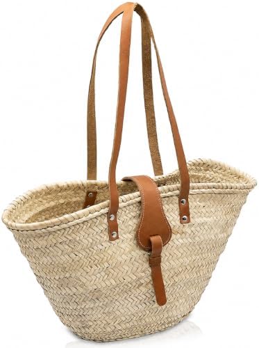 Amazon.com: French Market basket Tote with Leather Handles