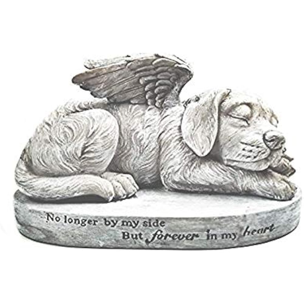 29691 Dog Statue Garden Sculpture Memorial Pet Sleeping Angel Wings