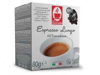 Lungo Kaffee - 10 Stück Kompatible Kaffeekapseln von Caffè Bonini. Kompatibel mit cafissimo (Tchibo), Verismo (Starbucks) u.a