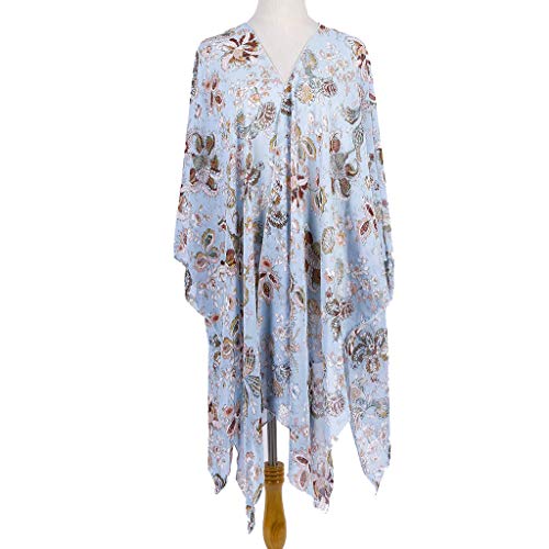 Women Kimono Cardigan Summer Printed Floral Shawl Beach Cover Up Sunscreen Bikini Blouse