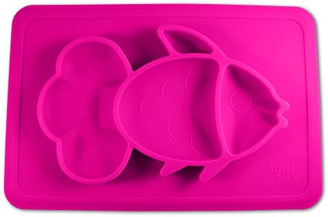 Table Placemat For Baby or Toddler. Silicone Large Size Dish. Booster Seat Dining Plate for Kids.(Magic Pink)
