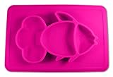 Table Placemat For Baby or Toddler. Silicone Large Size Dish. Booster Seat Dining Plate for Kids.(Magic Pink)