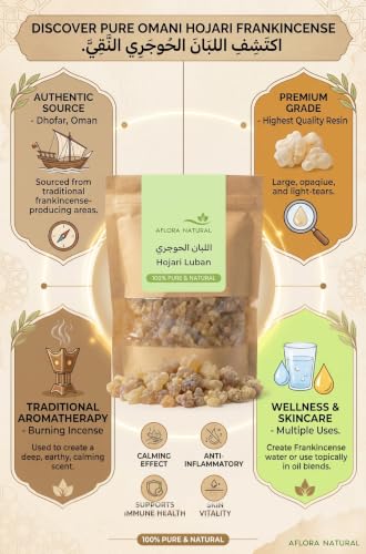 AFLORA NATURAL Hojari Luban – Premium Frankincense Resin Chunks | Natural Aromatic Incense for Home & Spiritual Use Nature Does It Better 100 gm