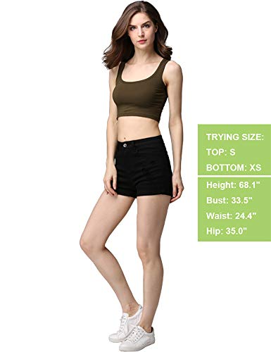 cunlin High Waist Denim Shorts for Women Ripped high Waisted Jeans Shorts Black L