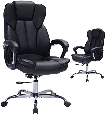 High Back Leather Executive Chair with Padded Arms
