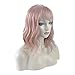 DAOTS 14 Inches Curly Wigs with Bangs for Women Girls Synthetic Wavy Hair Wig (Pink)