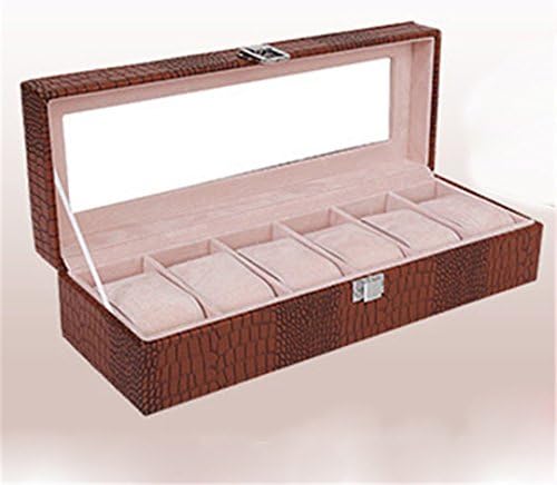 MHSTYJT 6 Grids Crocodile Pattern Pu Leather Jewelry Storage Box
