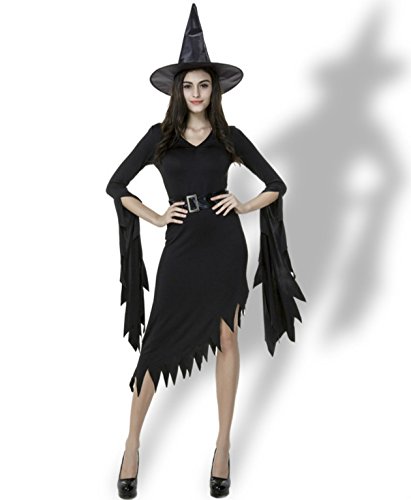 Women's Sexy Witch Costumes Plus-Size Halloween Cosplay Costume , with Hat & Waist Belt