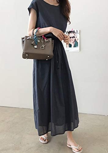 マキシワンピース 夏 ワンピース レディース ロング ワンピース ナチュラル ロングワンピース 麻 ワンピース 半袖 丸首 ゆったり 無地 体型カバー 着痩せ 森ガール 上品 大人 通勤 B07stl3k22 1 140円 セール開催中最短即日発送 新作 人気 送料無料 激安 お買い得