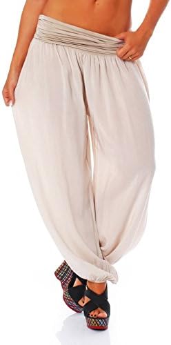 Ladies Women Italian Lagenlook Plain Cotton Trousers pants Boho Harem Ali Baba Trouser Pants Joggers