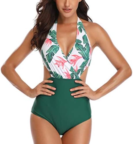 Spreadhoodie Women Swimwear Bikini One Piece Swimsuit V-Neck Cut Out Halter Backless Slimming Swimming Costume Beach Suits S-XXL