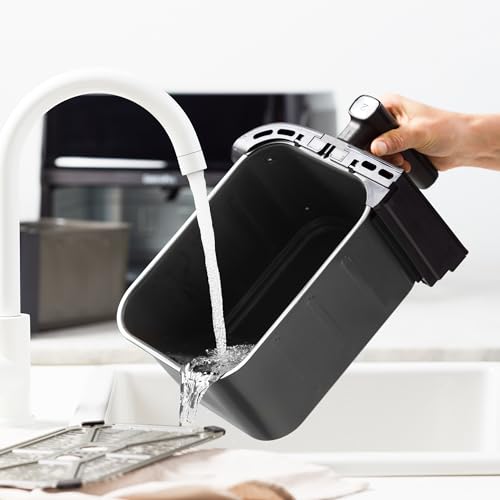 GreenPan Switch Horno Air Fry XL 9 en 1, 2 cestas para freír (2 x 5 L), cesta antiadherente, calentamiento rápido, programas multifunción, apagado automático, pantalla LED, mango tacto frío, Sin PFAS
