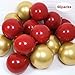 Double Stuffed Ruby Red and Metallic Chrome Gold Balloons Mixed for Valentine Day Wedding Birthday Party Decoration