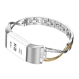 Wearlizer Replacement for Fitbit Charge 2 Bands for Women Metal Bangle/Bracelet/Assesories/Straps/Wrist Band for Fitbit Charge hr 2 Women Small Large (Gold+Silver)