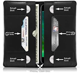 Cell Phone Wallet Cash Stash Pouch Case Fits iPhone 8 Plus Galaxy S8 S8+ Edge On Nxt A5 A7 J7 V Pro Max Moto Z2 Play Force G5S Plus G5S G5 Plus E4 Plus Z Play Nokia 5 6 Xperia XZs Dual L1 (Black)