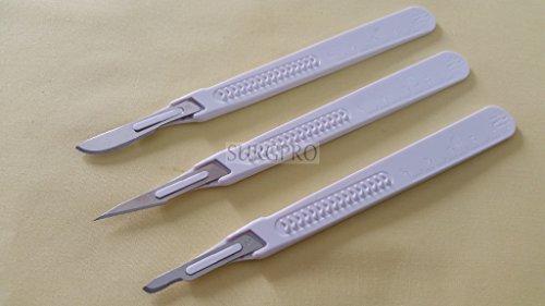 Set Of 6 Assorted Sterile Disposable Scalpels #10#11#15, Plastic Handle, Individually Foil Wrapped (DH BRAND)