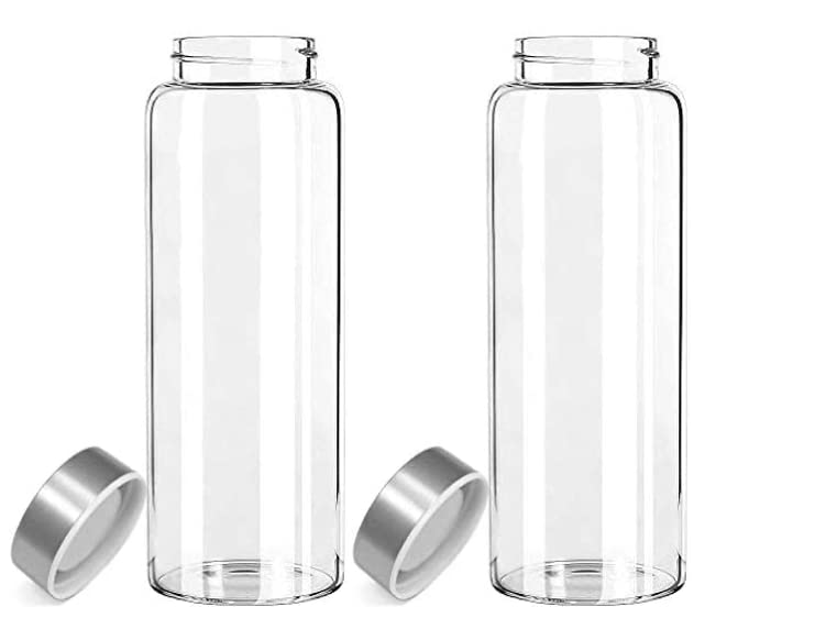 Photo 1 of Millan Collection 2 Pack - 32 oz Glass Water Bottle, Wide Mouth, BPA Free with Leak-Proof Stainless Steel Lid (2)
