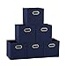 Household Essentials 85-1 Foldable Fabric Storage Bins | Set of 6 Cubby Cubes with Handles | Blue Dobby