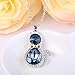 EleQueen Women's Silver-tone Pendant Necklace Cute Kitty Teardrop Cat Sapphire Color Adorned with Swarovski Crystals