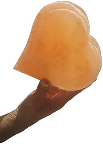 Himalayan Hand Carved Heart Shape Salt Lamp Ionic Natural Air Purifying with Neem Wood 6ft UL-Listed Cord Dimmer with Control Bulb 25 Watt (6 - 7 Inch)