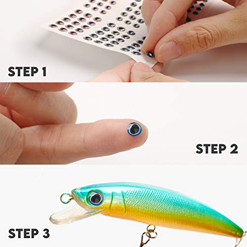 NIERBO 732stk Fischköder Fischaugen Bunt Köder Zubehör 3D Selbstklebend Ersatz Fisch Augen Aufkleber 3/4/5/6mm für… – Bild 6