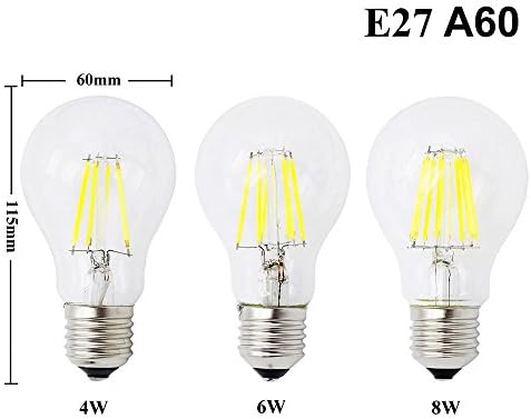 MBO E27 Led Filament Bulb 4W 6W 8W Cool White AC85-265V Non-dimmable for Indoor Table Lamps &amp; Pendant (8W)