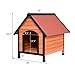 Tangkula Dog House, Wooden Pet Kennel, Outdoor Weather Waterproof Pet House, Natural Wooden Dog House Home with Reddish Brown Roof, Pet Dog House (Small, Natural Wood)