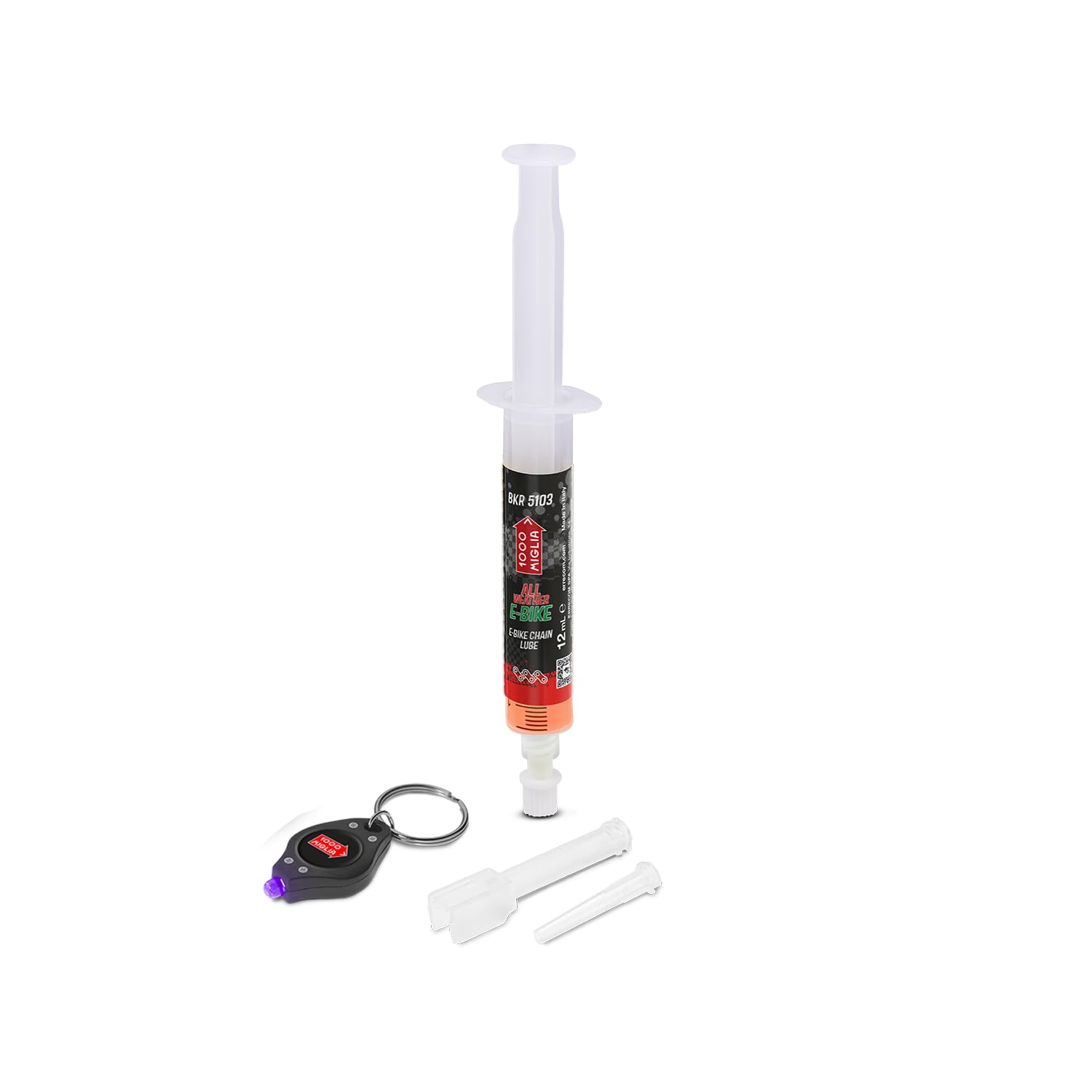 Errecom 1000 Miglia BKR 5103 E-BIKE ALL WEATHER Lube Bike Chain for Electric Bikes - 12 ml, all Weather Conditions, Cartridge with Drop and Huggie Systems, fluorescent and scented formula