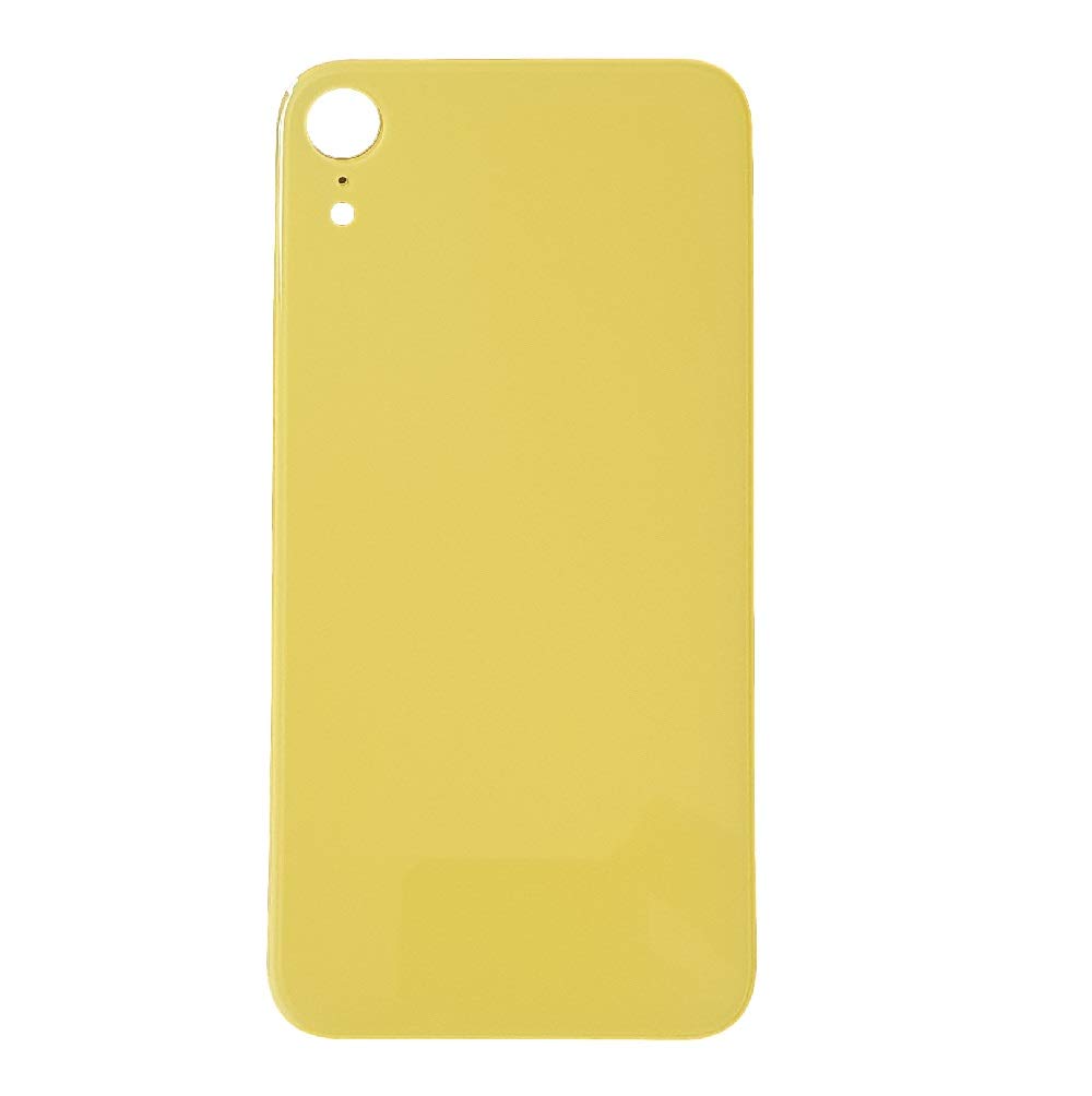 Smartex® Back Cover Glass Rear Housing Replacement compatibile with iPhone XR | NO LOGO (Yellow)