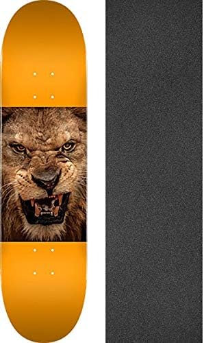 Mini Logo Animal Lion Eyes Orange Skateboard Deck 242-8" x 31.45" with Mob Grip Perforated Black Griptape - Bundle of 2 Items