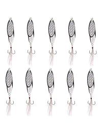 Cuchillo de pesca de metal Cuchara jigging Cuchillo de fundición SpinnerBaits 10pcs Treble Hooks Tackle for Salmon Bass 0.17oz 1.76oz
